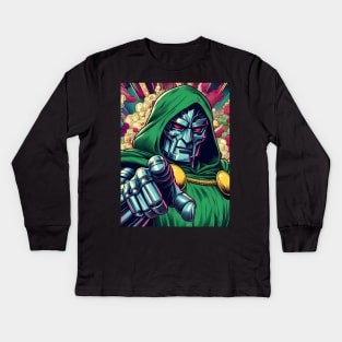 Conquer with Style: Dr. Doom-Inspired Art and Legendary Supervillain Designs Await! Kids Long Sleeve T-Shirt